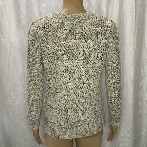 J. Crew Marled Drop-Shoulder Gray/Cream Raw Seam Sweater XXS - Picture 3 of 10